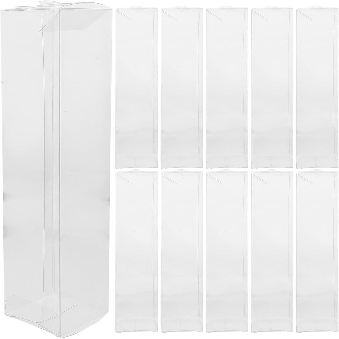 Healifty 20 Pcs Containers Clear Boxes for Favors Plastic Boxes 2x2x7.9 Inches Transparent Candy Boxes for Wedding, Party, Bridal Shower, Birthday Pretzel Packaging Holder