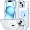 ESR for iPhone 15 Plus Case, Compatible with MagSafe, Military-Grade Protective Case, Built-in Stash Stand Phone Case, Scratch-Resistant Back Cover, Classic Series, Clear Blue