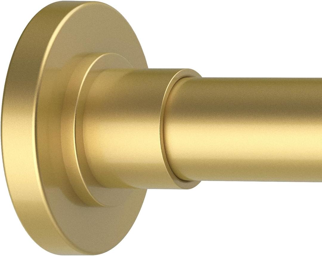 Gold Shower Curtain Rods - 31-80 Inch Spring Tension Shower Rods for Bathroom, Adjustable, No Drilling, No Rust, Stainless Steel