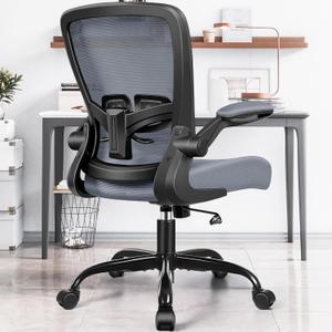 FelixKing Office Chair, Ergonomic Desk Chair with Adjustable Height and Lumbar Support Swivel Desk Computer Chair with Flip up Armrests for Conference Room (Dark Gray) (FK918)