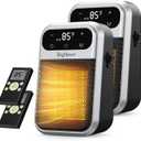 Brightown 2Pack Outlet Space Heater - 800W Plug in Heater with Remote and Touch LED Display, Small Electric Wall Heaters for Indoor Use with Adjustable Thermostat, 12H Timer for Home Office (Silver)