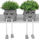 MAKHOT Set of 2 Artificial Succulent Plants in Pots, Fake Plant Faux Succulents Office Desk Decor, Mini Potted Succulents Coffee Table Decor for Women, Cute Decorations for Work Office SmallPlant