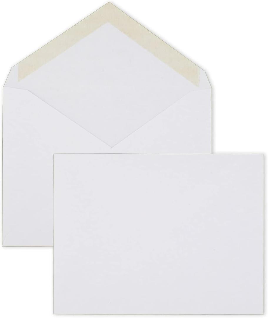 Mead A2 Invitation Envelopes, 4-3/8" x 5-3/4", Gummed Closure, White Woven Premium 24-lb Paper Mailing Envelopes, 100 Count (CO198)