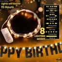 KatchOn, Glitter Black Happy Birthday Banner Light Up - Prestrung, 10 Feet | Light Up Happy Bday Sign | Happy Birthday Decorations for Men, Women, Boys, Girls | Halloween Birthday Party Decorations