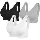 3 Pack Womens Sports Bras，Wireless Comfortable Seamless Sleep Yoga Sports Bras for Women with Removable Pads, 3 XL