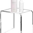 GETCK Acrylic 15 Inch Small Stool,Multi-Use as Shower/Water-Resistant Stool,Clear Footstool for Bathroom, Seating and Placing Items (10.6" D x 15.7" W x 14.1" H1PCS)