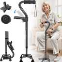 Quad Cane, 4 Prong Walking Cane for Men & Women, Heavy Duty| Adjustable Walking Canes for Seniors Balance, Self Standing Cane with Ergonomic Handle(330lb)