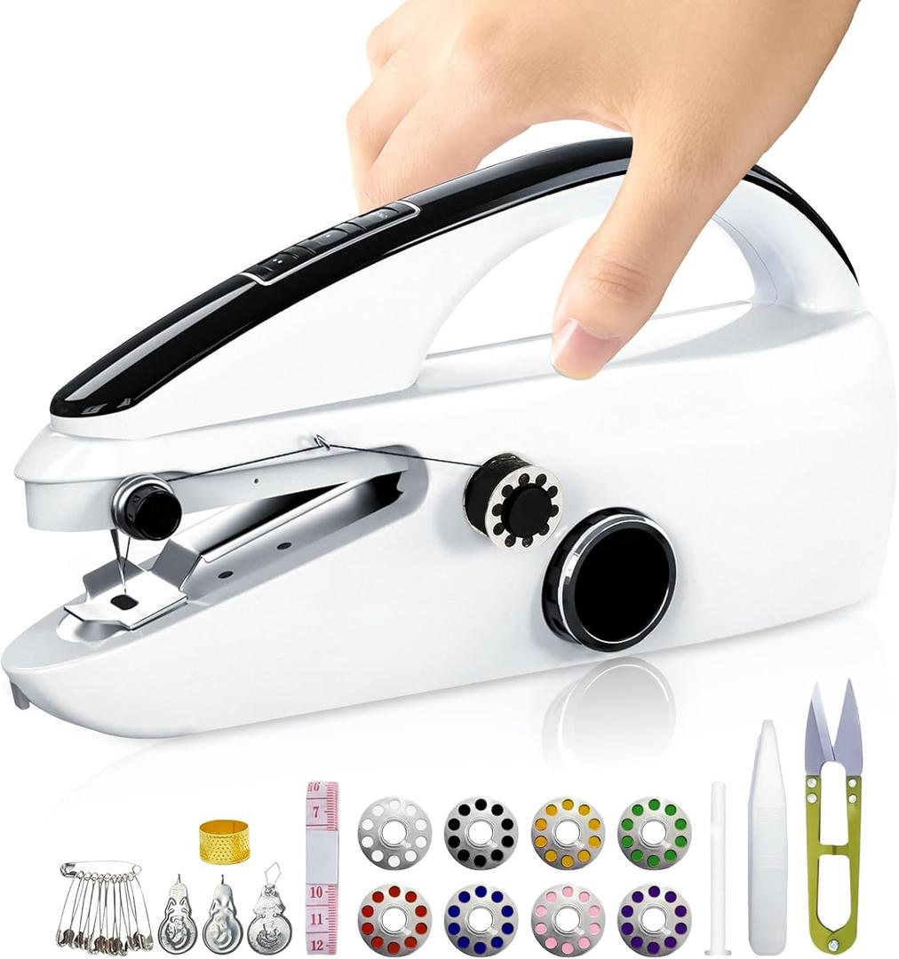Mini Handheld Sewing Machine for Beginners Compact Mini Sewing Machine, Lightweight Portable Handheld Stitcher for Quick Repairs Crafts