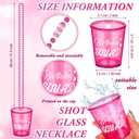 Hoolerry 12 Pcs Birthday Squad Shot Glass Necklace Shot Cups Plastic Glasses on Beaded Necklace Funny Beaded Squad Cups for Adults Birthday Wedding Party Supplies Favors, 6 Colors