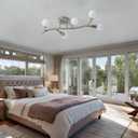 Modern Brushed Nickel Light Fixture Ceiling 5-Lights,Flush Mount Sputnik Chandelier Sliver for Kitchen,Office,Bedroom,Living Room,Dining Room(Bulbs Not Included)