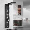 AlenArt Shower Panel Tower System, Multi Function Shower System with Body Jets, Handheld Sprayer, Rainfall Waterfall Shower Head and Tub Spout Stainless Steel Wall Mount Shower Panels Black