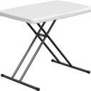 Folding Table 30 Inch - Small Desk Adjustable Height TV Tray for Laptop, Couch, Camping - Heavy Duty Utility Foldable Table for Small Spaces, No Assembly Required, White Granite