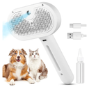 3 in 1 Cat Steam Brush, Pet Steam Brush for Cat Dog Long Short Haired, Pet Spray Hair Removal Comb for Small Animals Shedding & Grooming, Water Mist Spray Brushes with Release Button(White)