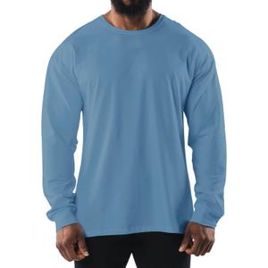 Men's T Shirt Long Sleeve Crewneck Tee Shirts Classic Loose Fit Workout Tops for Men Gym Clothes S-XXL (Large, A08 Cool Blue)