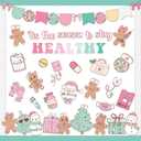 139Pcs Christmas Health Bulletin Board Decoration Set, Cute Gingerbread Man Nurse Paper Cutouts Cookie Name Tags Border Trims, Christmas Party Nursing School Classroom Supplies Wall Door Decor