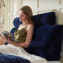 AmyWtb Headboard Wedge Pillow + A Long Neck Roll Pillow Body Pillow，Large Headboard Pillow with Removable Cover (Blue, Queen：59x8x20 inches)