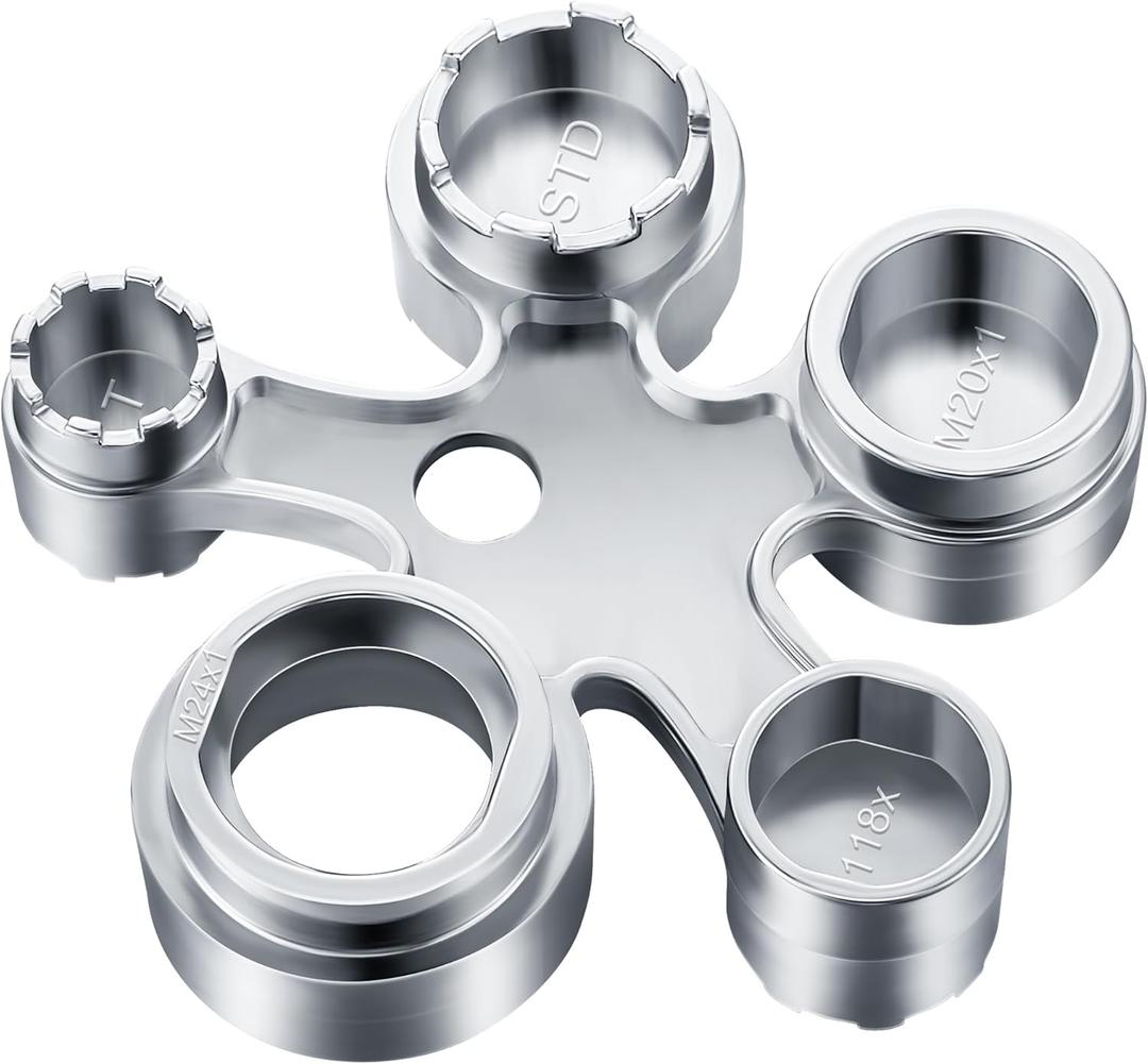 Enhon 13 in 1 Metal Faucet Aerator Removal Tool, Heavy Duty Aerator Key Wrench for Hidden Threaded TF, TJ, TT, JR, STD and Cut Side/Round with Housing M16 M18 M20 M22 M24 M28 (Polished Chrome)