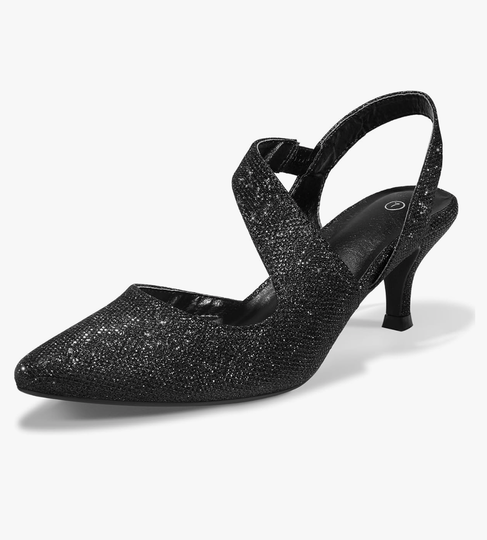 mysoft Women's Dress Shoes Low Heels 2 inch Kitten Pumps Sling back Wedding Party Medium/Wide Width Shoes size 11 W