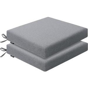 Outdoor Chair Cushions 19 x 19 x 2.5 Inch Set of 2, Water-Resistant & Fadeness Durable Patio Furniture Cushion for Garden Sofa Couch Chairs, Portable Comfort with Attach Ties, Dark Grey
