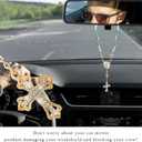 Car Rosary for Rearview Mirror, Personalized Auto Mirror Rosary Beads Cross Hanging Ornament, Medal Cross Rosary Pendant Car Decor Hanging Accessories for Women Men