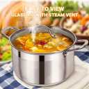 Kirecoo Stainless Steel Stock Pot - 5 Quart Heavy Duty Induction Cooking Pot with Visible Lid for Pasta, Soup, Spaghetti, Nonstick Thick Bottom Big Stockpot, Deep Cookware for Canning, Boiling, Simmer