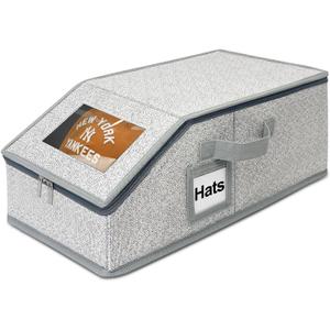 Stackable Baseball Cap Organizer for Closet, Holds 24 Hats Each  Hat Storage Boxes with Cardboard Support, Snapback & Fitted Cap Holder, Space-Saving Hat Rack for Men, Grey (Casual, Pack, 1)