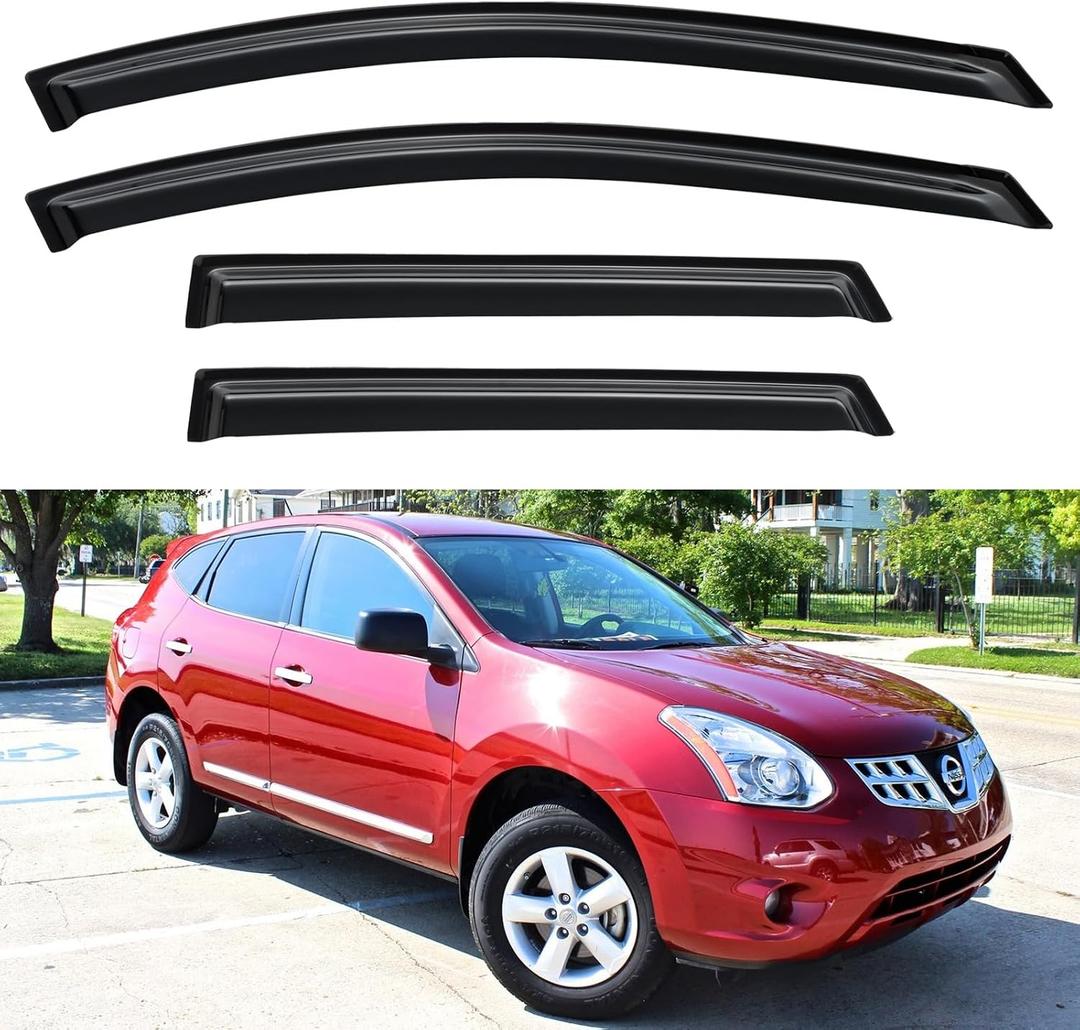 Window Visors Rain Guards for 2009 2010 2011 2012 2013 Nissan Rogue, Out-Channel Window Vent Wind Deflectors Visors Shades for 2014 2015 Rogue Select