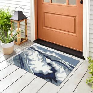 Liora Manne Capri Indoor/Outdoor Handmade Synthetic Blend Durable Area Rug - Contemporary Graphic Coastal Ocean Colorful (Wave Ocean) (2' x 3') (2' x 3' (Rectangular))