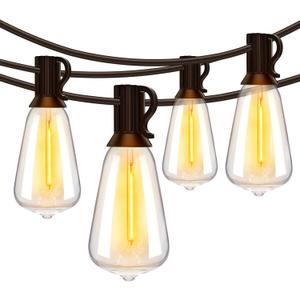 Ollny 50FT Outdoor String Lights, Shatterproof Connectable Patio Lights with 25+2 Spare ST38 Vintage Bulbs, 2200K Warm White Waterproof Outside Hanging Light for Camping Yard Gazebo Porch Balcony