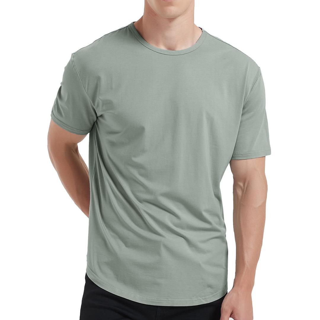 netdraw Men's Heavyweight Interlock Bamboo Viscose T-Shirt Buttery Soft Casua Basic Short Sleeve Dressy Cotton Shirt 2 Pack M