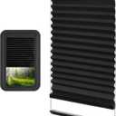 RV Thin Pleated Shade Replacement Compatible with Lippert Prepped Entry Doors/Thin Shade Ready Lippert Entry Door,12 x 21 RV Window Blinds for Camper Travel Trailers (Black)