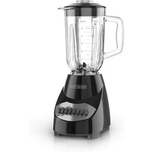 BLACK+DECKER Countertop Blender with 6-Cup Glass Jar, 10-Speed Settings, Black, BL2010BG
