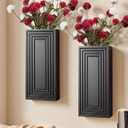 Wooden Wall Planter Vase,2 Pack Hanging Planter for Indoor Fake Plants Modern Boho Farmhouse Wall Art Decor for Home Indoor Kitchen Modern Farmhouse Bathroom Living Room Dining Room(Black)