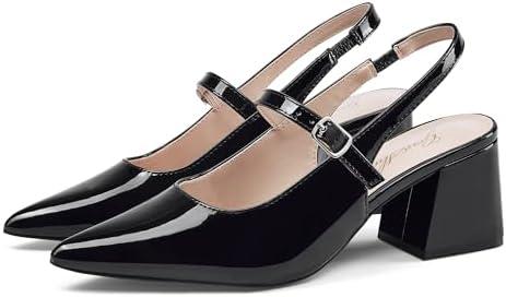 GENSHUO Women’s Slingback Chunky Heels 2.36 Inch Closed Pointed Toe Mary Jane Pumps Low Block Heels for Women Classic Comfort Party Daily Office Shoes 
Size 8.5
