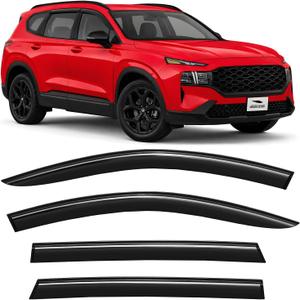 Voron Glass Tape-on Extra Durable Rain Guards for Hyundai Santa Fe 2019-2023, Window Deflectors, Vent Window Visors, 4 Pieces - 100943