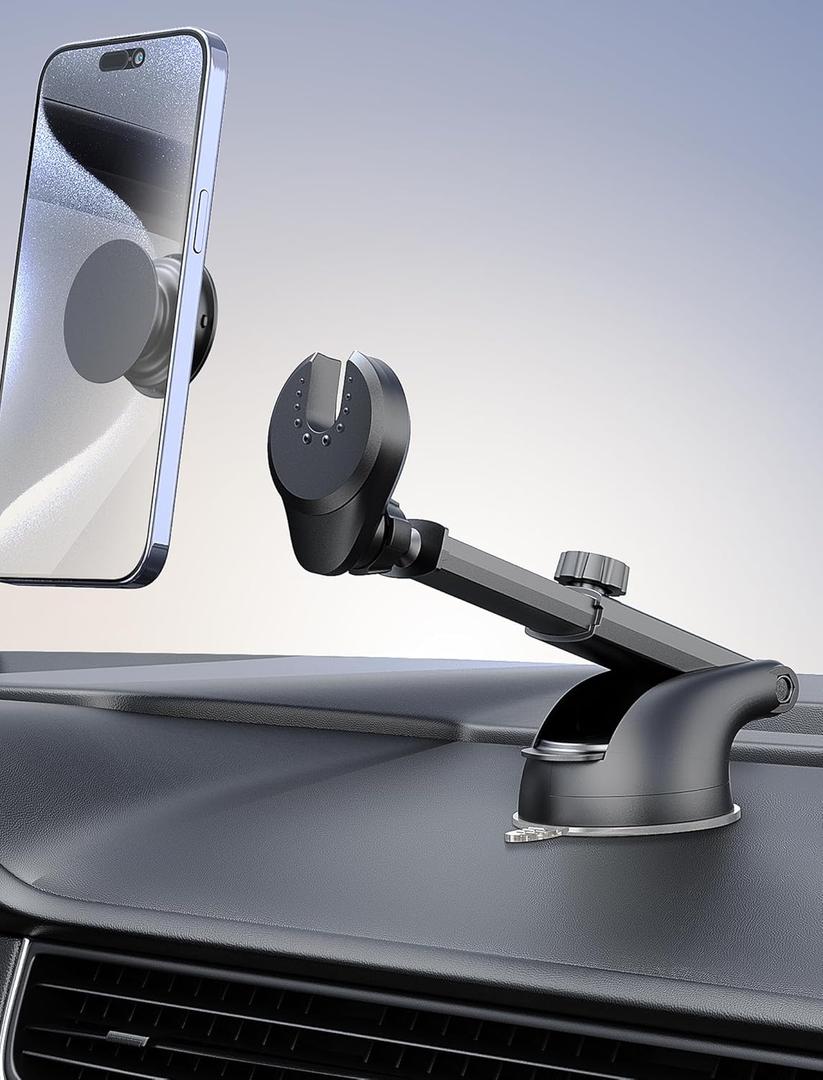 [2024 Upgraded Socket Car Phone Mount, [Extra Sticky, Non-Shaking] Multi-Functional Suction Cup Dashboard & Windshield Car Phone Holder for iPhone and All Smartphones with Socket Grip
