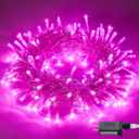 JMEXSUSS Connectable 100 LED Pink Christmas Lights, 33ft 8 Modes Room Lights Clear Wire, Plug in Pink String Lights Indoor Outdoor for Room Decor Christmas Tree Bedroom Valentines Party