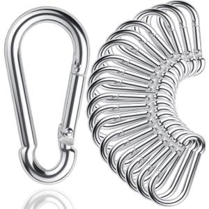 30Pack Heavy Duty Spring Snap Hooks 4Inch, 3/8 Carabiner Clips for Swing, Large Steel Chain Quick Links Safety Buckle Connector for Hammock Fitness Gym Outdoor Boating, M10 Snap Hook Carabiners