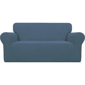 Easy-Going Stretch Oversized Loveseat Slipcover 1-Piece Sofa Cover Furniture Protector Couch Soft with Elastic Bottom for Kids Polyester Spandex Jacquard Fabric Small Checks Bluestone