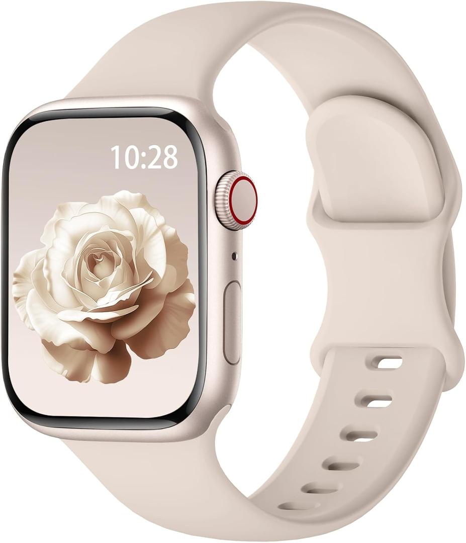 Sport Silicone Band Compatible with Apple Watch Bands 40mm 38mm 41mm 44mm 45mm 46mm 42mm 49mm for Women Men, Soft Wristband Water-proof Strap for iWatch Bands Series 11 10 9 8 7 6 5 4 3 2 1 Ultra SE