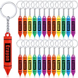 Sureio 24 Pcs Crayon Keychains Back to School Gifts Bulk for Teacher Cute 3D Hanging Keychains Teacher Appreciation Gifts for First Day of School Party Favors