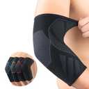 Arm Guards & Elbow Compression Sleeve(1 Pair)Tennis Elbow Braces for Tendonitis and Tennis ElbowArm Supports golfertennis elbow relief for women & men,elbow sleeve for weightlifting (Large, Black/Grey)