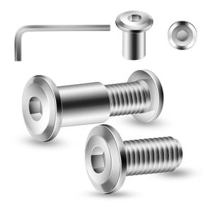 1/4-20 x 5/8" 10Pcs Flat Head Hex Socket Cap Screws Bolts Barrel Nuts Kit, 304 Stainless Steel 18-8, Full Thread by SG TZH (with Hex Spanner)