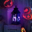 DECORKEY Halloween Decorations Indoor, 14.9" Decorative Graves&Skeleton Hands Lantern with 82" LED Lights(8 Modes; No Battery), Hanging Spooky Halloween Lanterns, Outdoor Home Room Door Party Decor