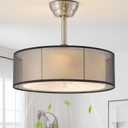 20" Caged Fandelier Ceiling Fans with Lights, Farmhouse Rustic Ceiling Fan with Light Remote Control, Chandelier with 6 Speeds for Bedroom, Nursery, Living Room (Black)