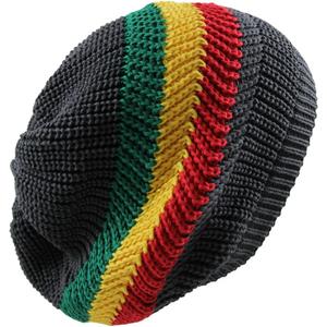RW Knitted Cotton Classic Rasta Beanie (Gray/Rasta)