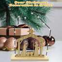 Wooden Nativity Scene Sets with LED Lights - Stable Nativity Set of Figurines Christmas Indoor Holy Family Figurines Table Sign Religious Party Mantle Fireplace Home Jesus Office Desk Decor