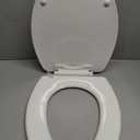 CHURCH Toilet Seat, Easy Clean Hinges Release for Deep Cleans, Durable Enameled Wood Seat, Round, White