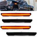 4 PCS Smoked LED Side Marker Light for Sierra 2500HD 3500HD 2020-2024, Full LED Strip Amber Front & Amber Rear Bumper Light, Pickup Truck Fender Driver Passenger Sidemarker Lamps, Car Accessory