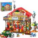 Country General Store Building Set for Adults with Lights, 1709 PCS Vintage Shop House Construction Building Block Kit, Home Decor Cabin Architecture Model for Women Men Teens Boys Girls 12+